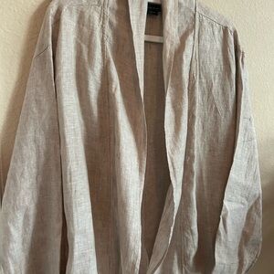 Tahari Beige Linen Drape Cardigan